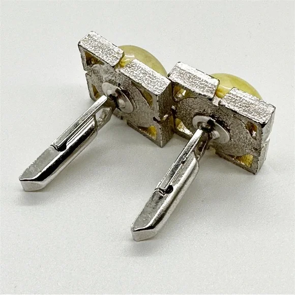 Vintage Swank Australian Opal Half Globe Silver Tone Cufflinks